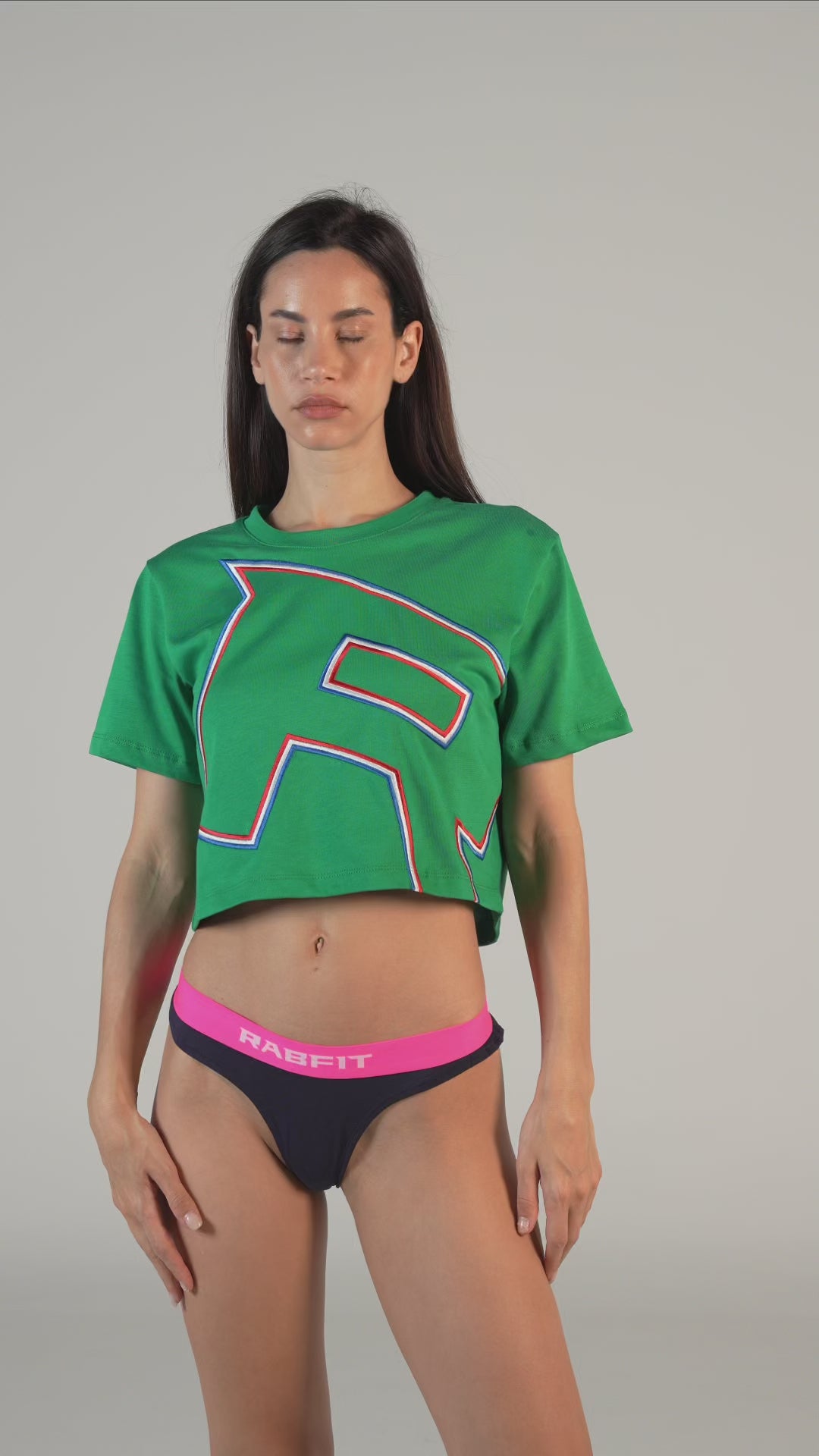 Cotton - Tee Crop Emb Green