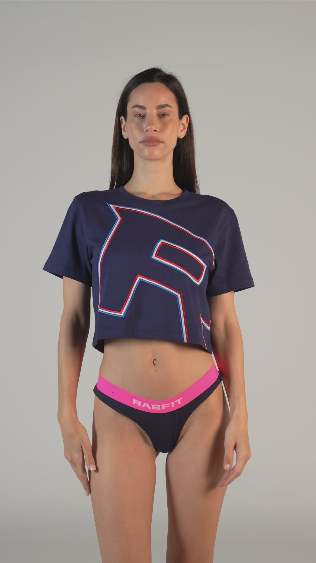Cotton - Tee Crop Emb Navy