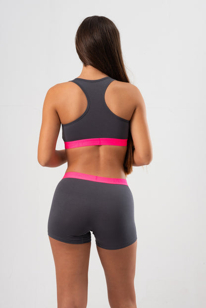 Micro Modal - Sport Bralette Shadow Grey Pink
