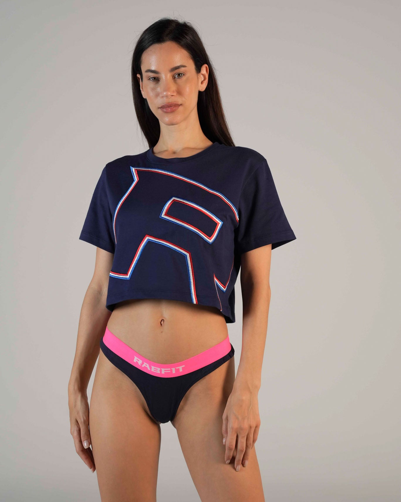 Cotton - Tee Crop Emb Navy
