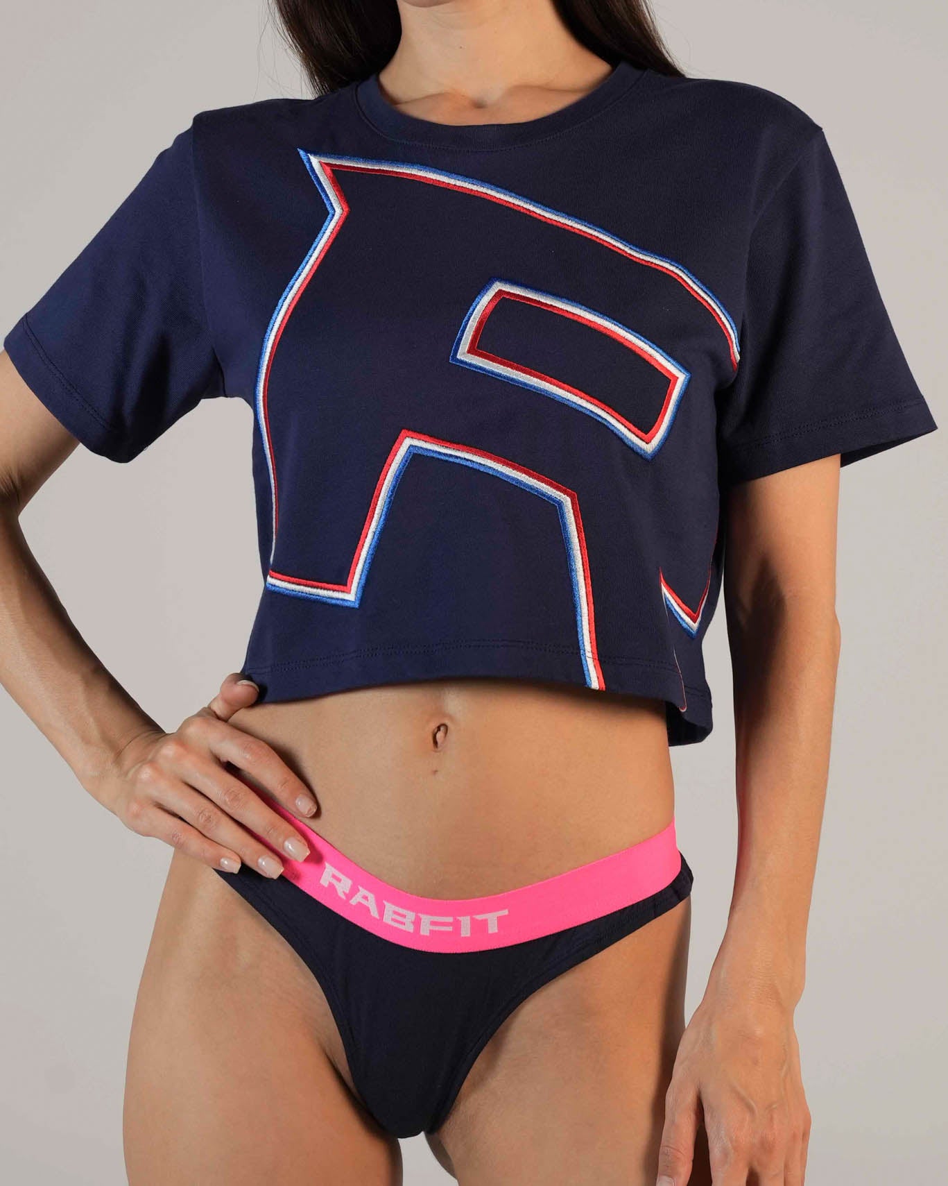 Cotton - Tee Crop Emb Navy