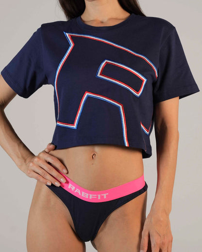 Cotton - Tee Crop Emb Navy