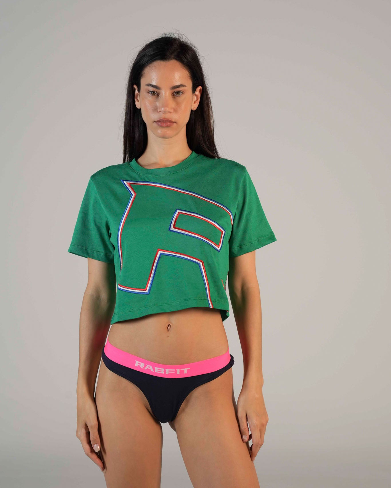 Cotton - Tee Crop Emb Green