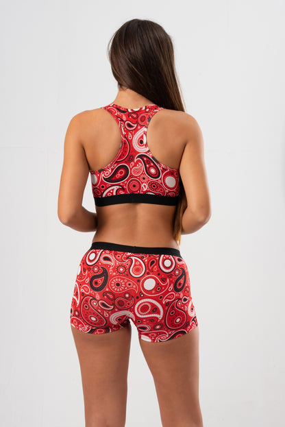 Micro Modal - Boyshort Paisley Red