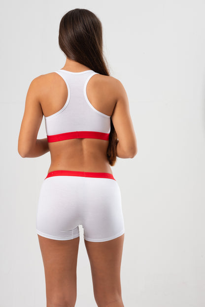 Micro Modal - Boyshort Brilliant White Red