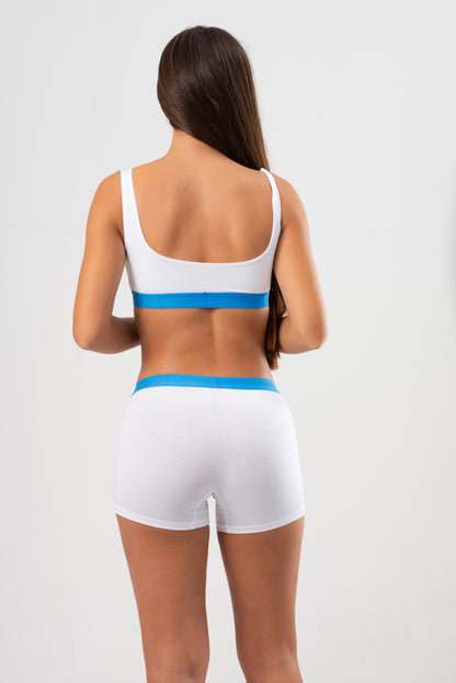 Micro Modal - Boyshort Brilliant White Blue